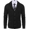 COOFANDY Men’s Shawl Collar Cardigan Sweater Slim Fit Cable Knit Button up Sweater with Pockets(Black)