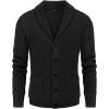 COOFANDY Men’s Shawl Collar Cardigan Sweater Slim Fit Cable Knit Button up Sweater with Pockets(Black)