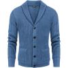 COOFANDY Men’s Shawl Collar Cardigan Sweater Slim Fit Cable Knit Button up Sweater with Pockets(Blue)