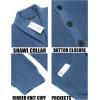 COOFANDY Men’s Shawl Collar Cardigan Sweater Slim Fit Cable Knit Button up Sweater with Pockets(Blue)