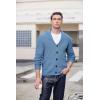 COOFANDY Men’s Shawl Collar Cardigan Sweater Slim Fit Cable Knit Button up Sweater with Pockets(Blue)