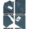 COOFANDY Men’s Shawl Collar Cardigan Sweater Slim Fit Cable Knit Button up Sweater with Pockets(Blue Heather)