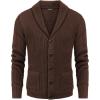 COOFANDY Men’s Shawl Collar Cardigan Sweater Slim Fit Cable Knit Button up Sweater with Pockets(Brown)