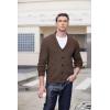 COOFANDY Men’s Shawl Collar Cardigan Sweater Slim Fit Cable Knit Button up Sweater with Pockets(Brown)