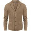 COOFANDY Men’s Shawl Collar Cardigan Sweater Slim Fit Cable Knit Button up Sweater with Pockets(Camel)