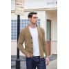 COOFANDY Men’s Shawl Collar Cardigan Sweater Slim Fit Cable Knit Button up Sweater with Pockets(Camel)