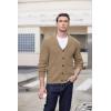 COOFANDY Men’s Shawl Collar Cardigan Sweater Slim Fit Cable Knit Button up Sweater with Pockets(Camel)