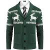 COOFANDY Men’s Shawl Collar Cardigan Sweater Slim Fit Cable Knit Button up Sweater with Pockets(Christmas Green/White)