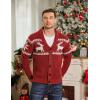 COOFANDY Men’s Shawl Collar Cardigan Sweater Slim Fit Cable Knit Button up Sweater with Pockets(Christmas Red/White)