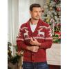 COOFANDY Men’s Shawl Collar Cardigan Sweater Slim Fit Cable Knit Button up Sweater with Pockets(Christmas Red/White)