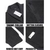 COOFANDY Men’s Shawl Collar Cardigan Sweater Slim Fit Cable Knit Button up Sweater with Pockets(Dark Grey)