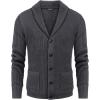 COOFANDY Men’s Shawl Collar Cardigan Sweater Slim Fit Cable Knit Button up Sweater with Pockets(Dark Grey)