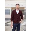 COOFANDY Men’s Shawl Collar Cardigan Sweater Slim Fit Cable Knit Button up Sweater with Pockets(Dark Red)