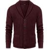 COOFANDY Men’s Shawl Collar Cardigan Sweater Slim Fit Cable Knit Button up Sweater with Pockets(Dark Red)