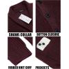 COOFANDY Men’s Shawl Collar Cardigan Sweater Slim Fit Cable Knit Button up Sweater with Pockets(Dark Red)