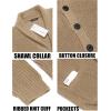 COOFANDY Men’s Shawl Collar Cardigan Sweater Slim Fit Cable Knit Button up Sweater with Pockets(Khaki)