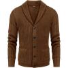 COOFANDY Men’s Shawl Collar Cardigan Sweater Slim Fit Cable Knit Button up Sweater with Pockets(Light Caramel)