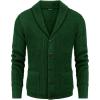 COOFANDY Men’s Shawl Collar Cardigan Sweater Slim Fit Cable Knit Button up Sweater with Pockets(Light Green)