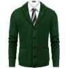COOFANDY Men’s Shawl Collar Cardigan Sweater Slim Fit Cable Knit Button up Sweater with Pockets(Light Green)