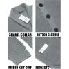 COOFANDY Men’s Shawl Collar Cardigan Sweater Slim Fit Cable Knit Button up Sweater with Pockets(Light Grey)