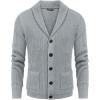COOFANDY Men’s Shawl Collar Cardigan Sweater Slim Fit Cable Knit Button up Sweater with Pockets(Light Grey)