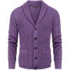 COOFANDY Men’s Shawl Collar Cardigan Sweater Slim Fit Cable Knit Button up Sweater with Pockets(Purple)