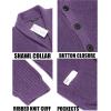 COOFANDY Men’s Shawl Collar Cardigan Sweater Slim Fit Cable Knit Button up Sweater with Pockets(Purple)