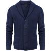 COOFANDY Men’s Shawl Collar Cardigan Sweater Slim Fit Cable Knit Button up Sweater with Pockets(Snorkel Blue)