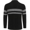COOFANDY Men’s Shawl Collar Cardigan Sweater Slim Fit Cable Knit Button up Sweater with Pockets(Stripes-dark Gray on Black)