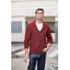 COOFANDY Men’s Shawl Collar Cardigan Sweater Slim Fit Cable Knit Button up Sweater with Pockets(Wine Red)
