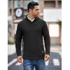 COOFANDY Men’s Shawl Collar Pullover Sweater Casual Slim Fit Button Textured Knit Sweaters(Black)