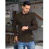 COOFANDY Men’s Shawl Collar Pullover Sweater Casual Slim Fit Button Textured Knit Sweaters(Brown)