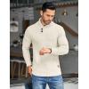 COOFANDY Men’s Shawl Collar Pullover Sweater Casual Slim Fit Button Textured Knit Sweaters(Cream)