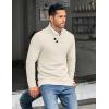 COOFANDY Men’s Shawl Collar Pullover Sweater Casual Slim Fit Button Textured Knit Sweaters(Cream)