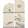 COOFANDY Men’s Shawl Collar Pullover Sweater Casual Slim Fit Button Textured Knit Sweaters(Cream)