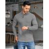 COOFANDY Men’s Shawl Collar Pullover Sweater Casual Slim Fit Button Textured Knit Sweaters(Grey)