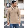 COOFANDY Men’s Shawl Collar Pullover Sweater Casual Slim Fit Button Textured Knit Sweaters(Khaki)