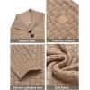 COOFANDY Men’s Shawl Collar Pullover Sweater Casual Slim Fit Button Textured Knit Sweaters(Khaki)