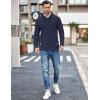 COOFANDY Men’s Shawl Collar Pullover Sweater Casual Slim Fit Button Textured Knit Sweaters(Navy Blue)