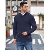 COOFANDY Men’s Shawl Collar Pullover Sweater Casual Slim Fit Button Textured Knit Sweaters(Navy Blue)