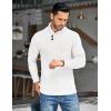 COOFANDY Men’s Shawl Collar Pullover Sweater Casual Slim Fit Button Textured Knit Sweaters(White)