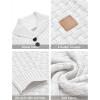 COOFANDY Men’s Shawl Collar Pullover Sweater Casual Slim Fit Button Textured Knit Sweaters(White)