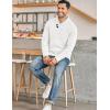 COOFANDY Men’s Shawl Collar Pullover Sweater Casual Slim Fit Button Textured Knit Sweaters(White)