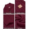 COOFANDY Men’s Shawl Collar Pullover Sweater Casual Slim Fit Button Textured Knit Sweaters(Wine Red)