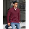 COOFANDY Men’s Shawl Collar Pullover Sweater Casual Slim Fit Button Textured Knit Sweaters(Wine Red)