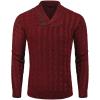 COOFANDY Men’s Shawl Collar Pullover Sweater Slim Fit Casual Button Cable Knit Sweaters(1-wine Red)