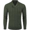 COOFANDY Men’s Shawl Collar Pullover Sweater Slim Fit Casual Button Cable Knit Sweaters(Army Green)