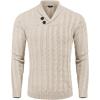 COOFANDY Men’s Shawl Collar Pullover Sweater Slim Fit Casual Button Cable Knit Sweaters(Beige)