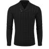 COOFANDY Men’s Shawl Collar Pullover Sweater Slim Fit Casual Button Cable Knit Sweaters(Black)