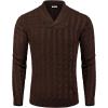 COOFANDY Men’s Shawl Collar Pullover Sweater Slim Fit Casual Button Cable Knit Sweaters(Brown)